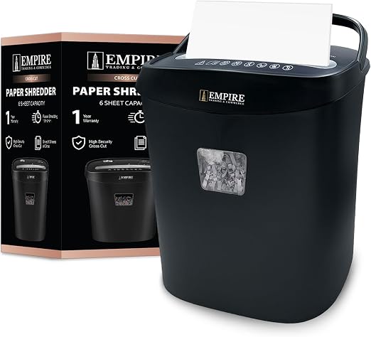6-Sheet Cross-Cut Paper Shredder – 15L Document Shredder